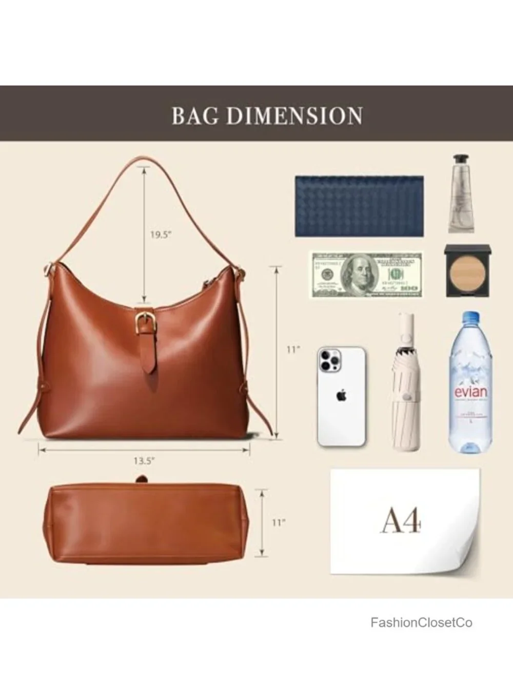 Vegan Leather Hobo Bag Women Crossbody Satchel Underarm Shoulder Purse